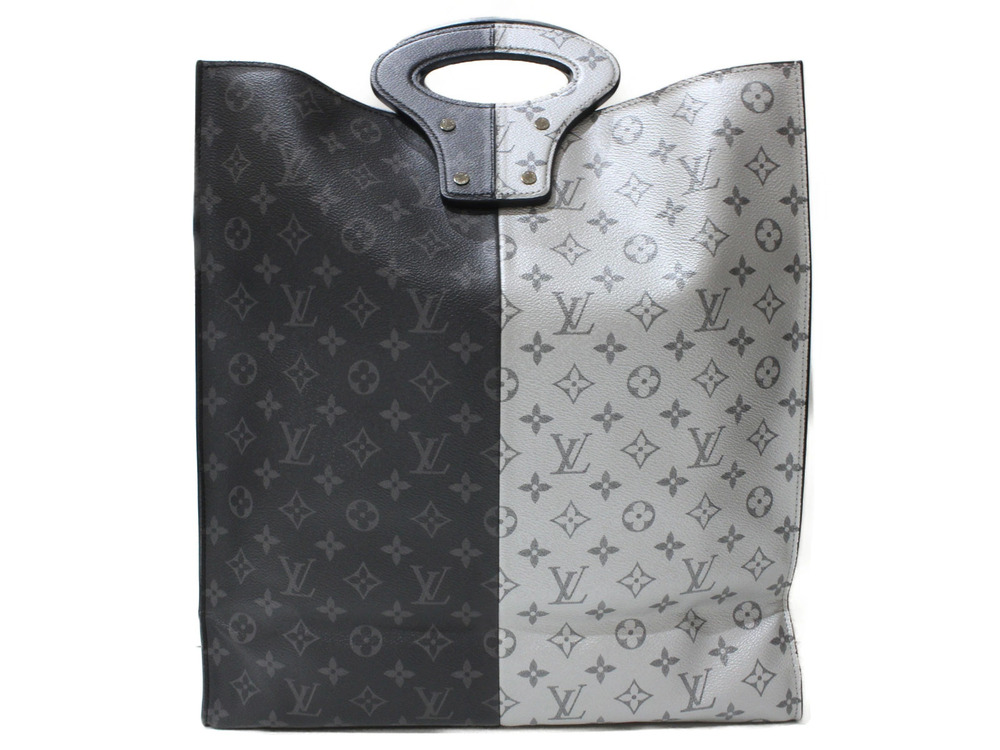 Louis Vuitton Split Tote Monogram Canvas Leather Eclipse Black Silver